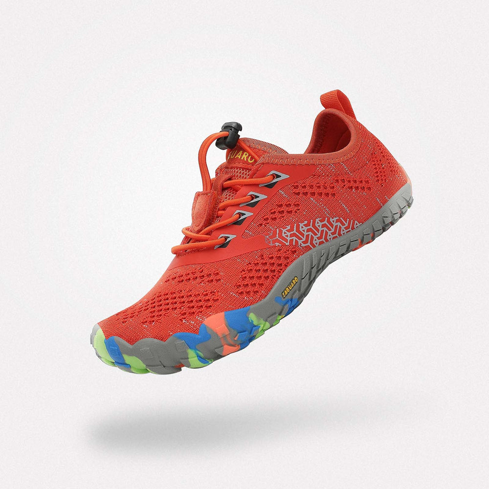 Barfußschuhe Flexkerben Smart I Orange Kinder 4mm Sohle Klettverschluss - Saguaro