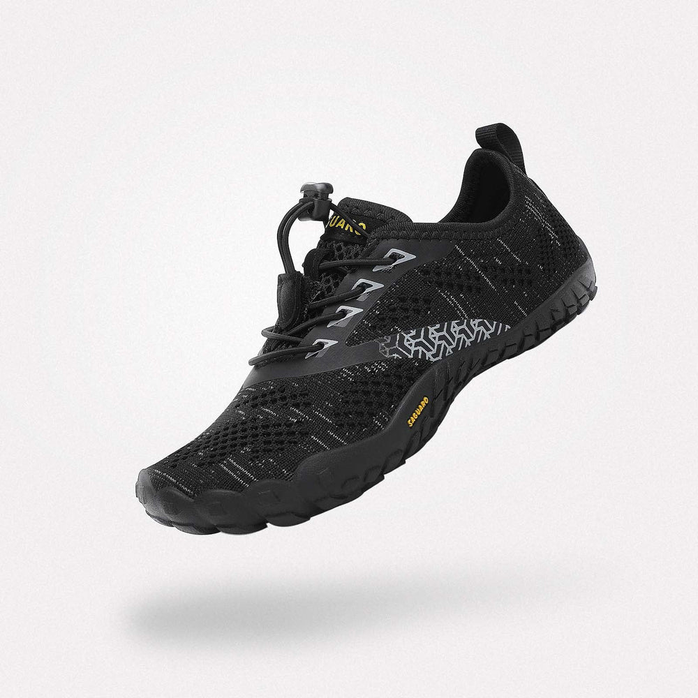 Barfußschuhe Flexkerben Smart I Schwarz Kinder 4mm Sohle Klettverschluss - Saguaro