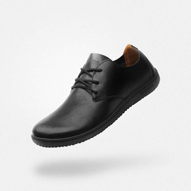 Business Barfußschuhe Elegance Anzugschuhe Dream III Schwarze Erwachsene 4mm Sohle Kunstleder - Saguaro
