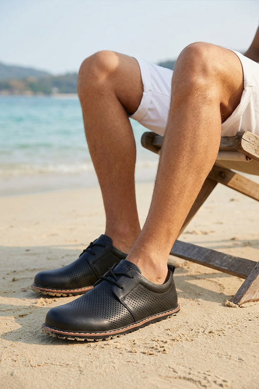 perforierte Leder Barfußschuhe mit breiter Zehenbox für natürliche Bewegung