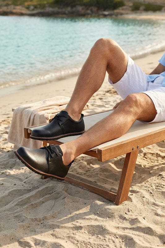 perforierte Leder Barfußschuhe für Büro und Business-Casual-Outfits