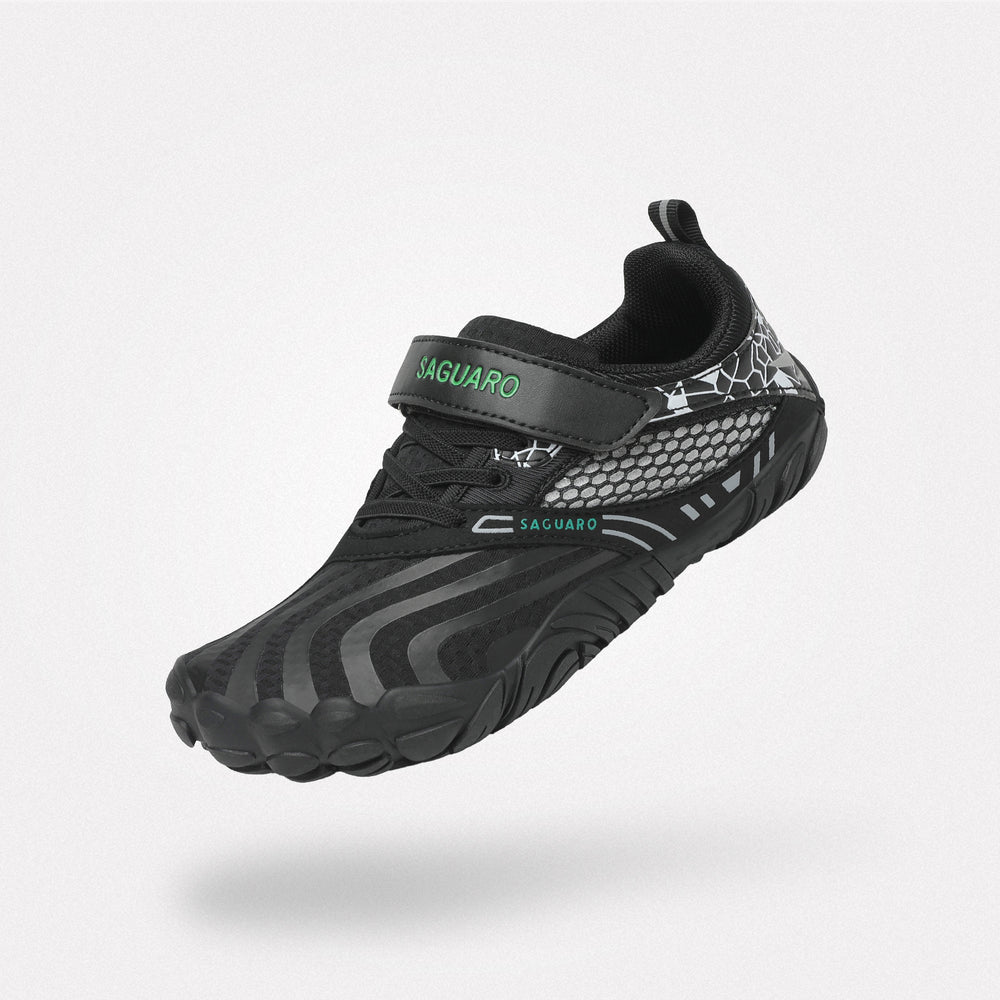 Barfußschuhe Umweltfreundlich Vitality I Schwarz(Klettverschluss) Kinder 4mm Sohle Nachhaltig - Saguaro